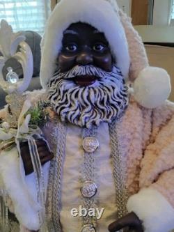 New African American Black Santa Mrs Claus Greeter Display 33 Tall Beautiful