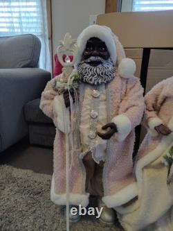 New African American Black Santa Mrs Claus Greeter Display 33 Tall Beautiful