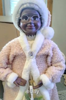 New African American Black Santa Mrs Claus Greeter Display 33 Tall Beautiful