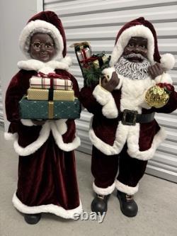 New African American Black Santa Mrs Claus Greeter Display 34 Toys Bag Of Gifts