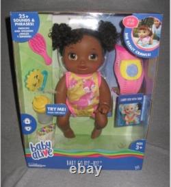 New Baby Alive Baby Go Bye Bye Doll Dark Brown Curly Hair African American Black