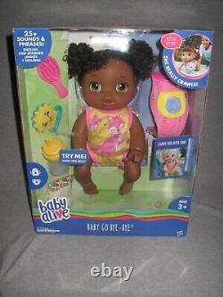 New Baby Alive Baby Go Bye Bye Doll Dark Brown Curly Hair African American Black