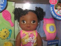 New Baby Alive Baby Go Bye Bye Doll Dark Brown Curly Hair African American Black