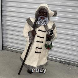 New Santa Claus African American Black 36 Christmas Greeter Display Faux Fur