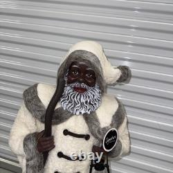 New Santa Claus African American Black 36 Christmas Greeter Display Faux Fur
