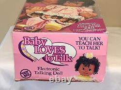 Nib 1992 African American Baby Loves To Talk Electronic Talking Doll Toy Biz New