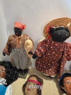 Nine Vintage Black African American Dolls