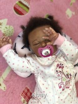 OOAK BIG 8lb Baby, Artist AA Black Reborn Doll Life-like Art US Ready to Ship