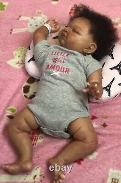 OOAK BIG 8lb Baby, Artist AA Black Reborn Doll Life-like Art US Ready to Ship