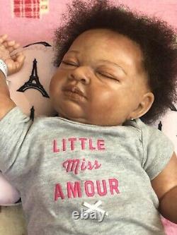 OOAK BIG 8lb Baby, Artist AA Black Reborn Doll Life-like Art US Ready to Ship