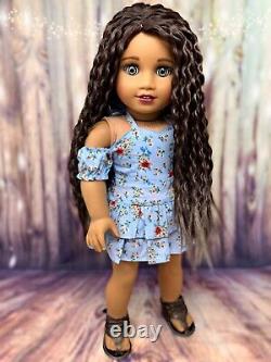 OOAK Custom American Girl Doll Sahara Brown Hair, Blue Eyes