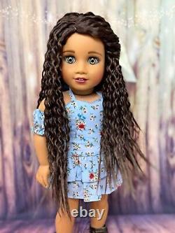 OOAK Custom American Girl Doll Sahara Brown Hair, Blue Eyes