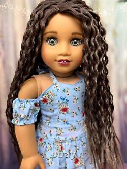 OOAK Custom American Girl Doll Sahara Brown Hair, Blue Eyes