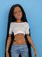 OOAK Custom Reroot Long Black hair Uhura AA Barbie Doll Muscular Body Unique