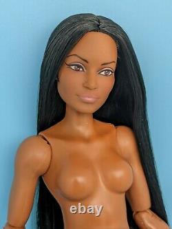 OOAK Custom Reroot Long Black hair Uhura AA Barbie Doll Muscular Body Unique