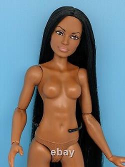 OOAK Custom Reroot Long Black hair Uhura AA Barbie Doll Muscular Body Unique