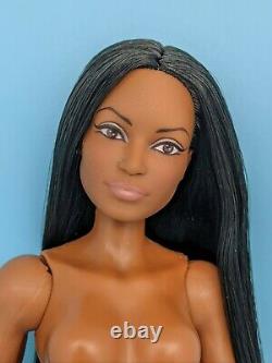 OOAK Custom Reroot Long Black hair Uhura AA Barbie Doll Muscular Body Unique