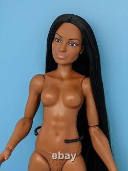 OOAK Custom Reroot Long Black hair Uhura AA Barbie Doll Muscular Body Unique