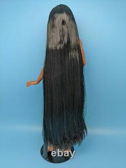 OOAK Custom Reroot Long Black hair Uhura AA Barbie Doll Muscular Body Unique