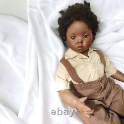 OOAK Vintage 1998 African American porcelain Doll Mikey Signed Helen