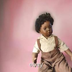 OOAK Vintage 1998 African American porcelain Doll Mikey Signed Helen