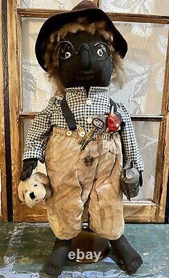 Old / Vintage African American Black Americana Grandpa Farmer Folk Art Rag Doll