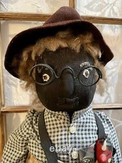 Old / Vintage African American Black Americana Grandpa Farmer Folk Art Rag Doll