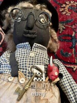 Old / Vintage African American Black Americana Grandpa Farmer Folk Art Rag Doll