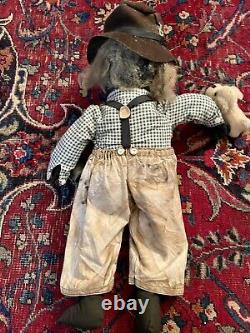 Old / Vintage African American Black Americana Grandpa Farmer Folk Art Rag Doll