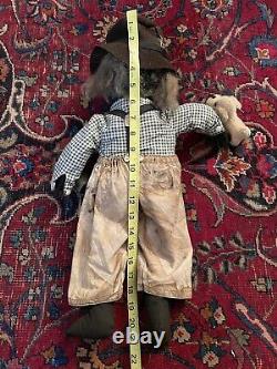 Old / Vintage African American Black Americana Grandpa Farmer Folk Art Rag Doll