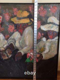 Orig Painting African American Women Black Americana Folk Art Ruthe Ruth McCann