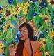 Original Acrylic Painting, Regina DeVal, sunflowersandmorning glory 20x20