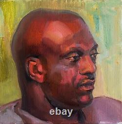 Original Oil Portrait African American Black Bold Man Realism Impressionism US