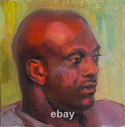 Original Oil Portrait African American Black Bold Man Realism Impressionism US
