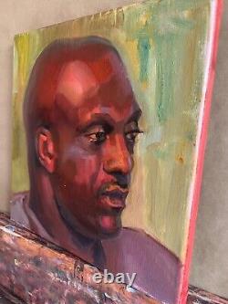 Original Oil Portrait African American Black Bold Man Realism Impressionism US