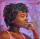 Original Oil Portrait Young African American Black Woman Signed Impressionism