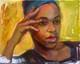 Original Oil Portrait Young African American Black Woman Signed Impressionism