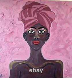 Original Paintings Black People African American Women Woman Girl Portraits Pink