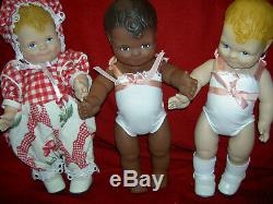 PAIR AMOSANDRA black rubber'Amos & Andy' baby dolls Sun Rubber (for parts TLC)