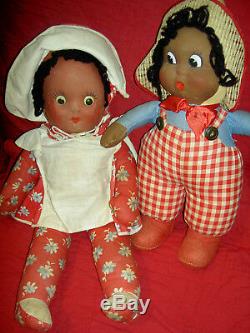 PAIR AMOSANDRA black rubber'Amos & Andy' baby dolls Sun Rubber (for parts TLC)