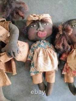 Primitive Style African American Folk Art Dolls
