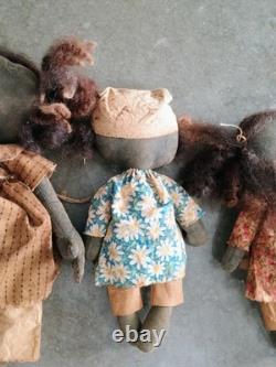 Primitive Style African American Folk Art Dolls
