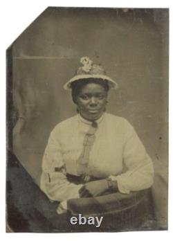 Proud African American Woman 1860 Well Dressed Black Lady Woman Antique Tintype