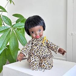 RARE 1969 Shindana Dee Bee baby doll African American black hair cheetah outfit