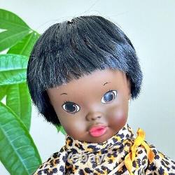 RARE 1969 Shindana Dee Bee baby doll African American black hair cheetah outfit