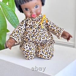 RARE 1969 Shindana Dee Bee baby doll African American black hair cheetah outfit