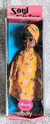 RARE 8 Susie Sad Eyes SOUL SISTER Black Doll kaftan turban box 1960s FUN WORLD