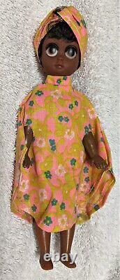 RARE 8 Susie Sad Eyes SOUL SISTER Black Doll kaftan turban box 1960s FUN WORLD