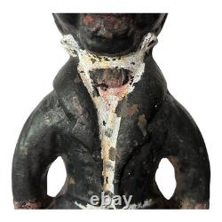 RARE ANTIQUE African American Black Cast Iron Figural Andiron Fireplace