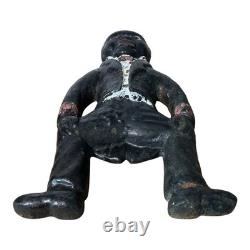 RARE ANTIQUE African American Black Cast Iron Figural Andiron Fireplace
